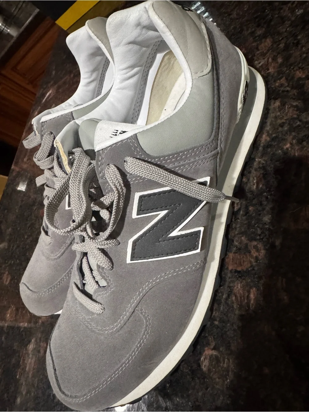 New Balance Gray Suede & Leather Lace-Up Sneakers